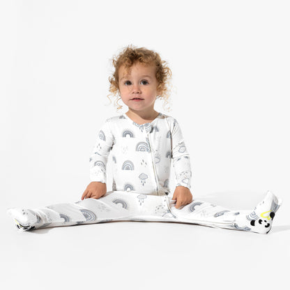 Grey Rainbows Bamboo Convertible Footie