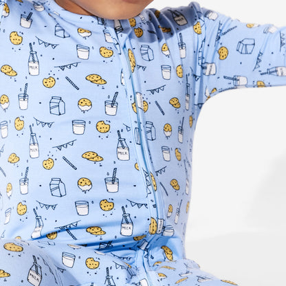 Milk and Cookies Blue Bamboo Convertible Footie